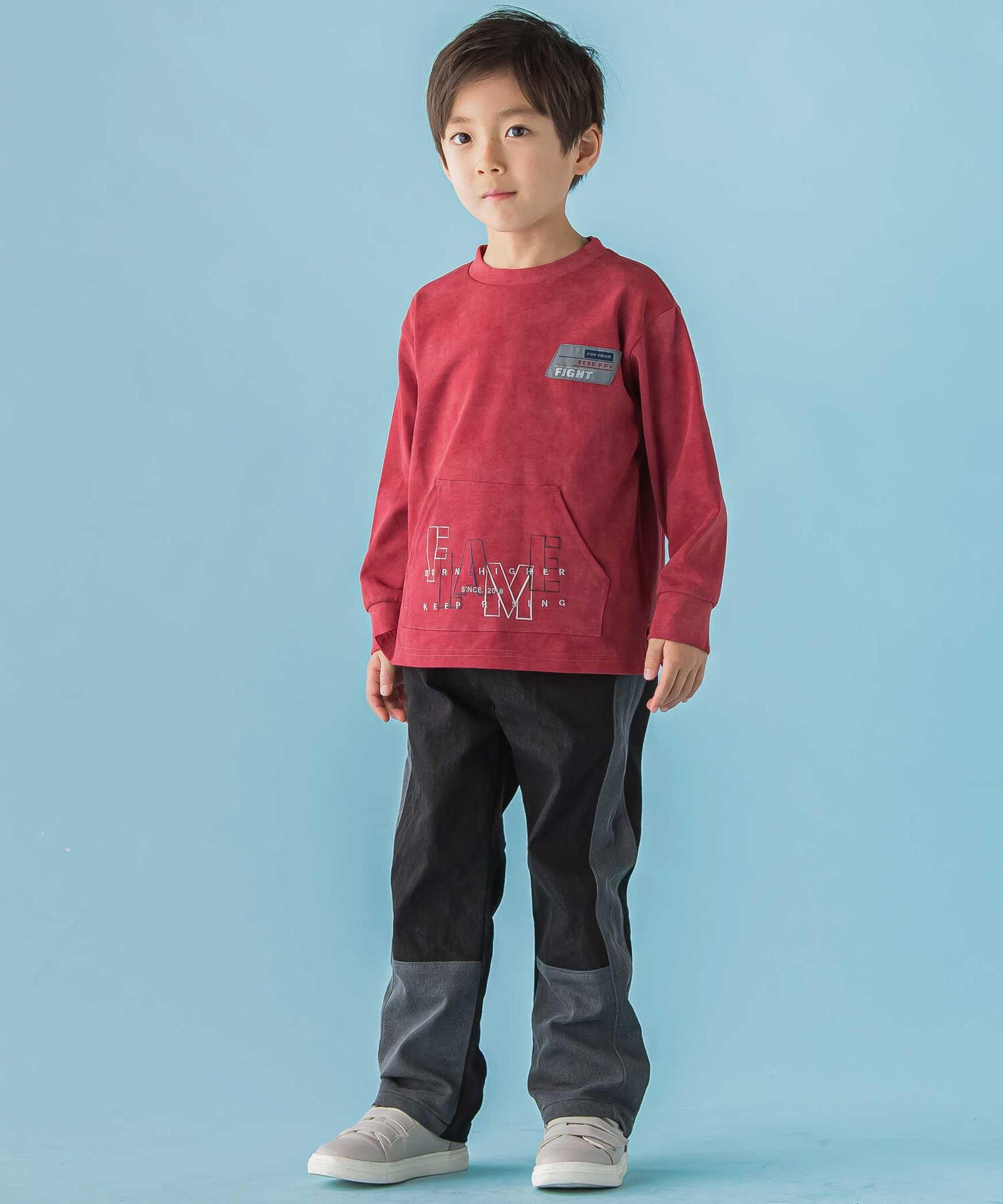 Длинная футболка с карманом-кенгуру (95–150 см) BeBe Petits Pois Vert, Red — фото 3