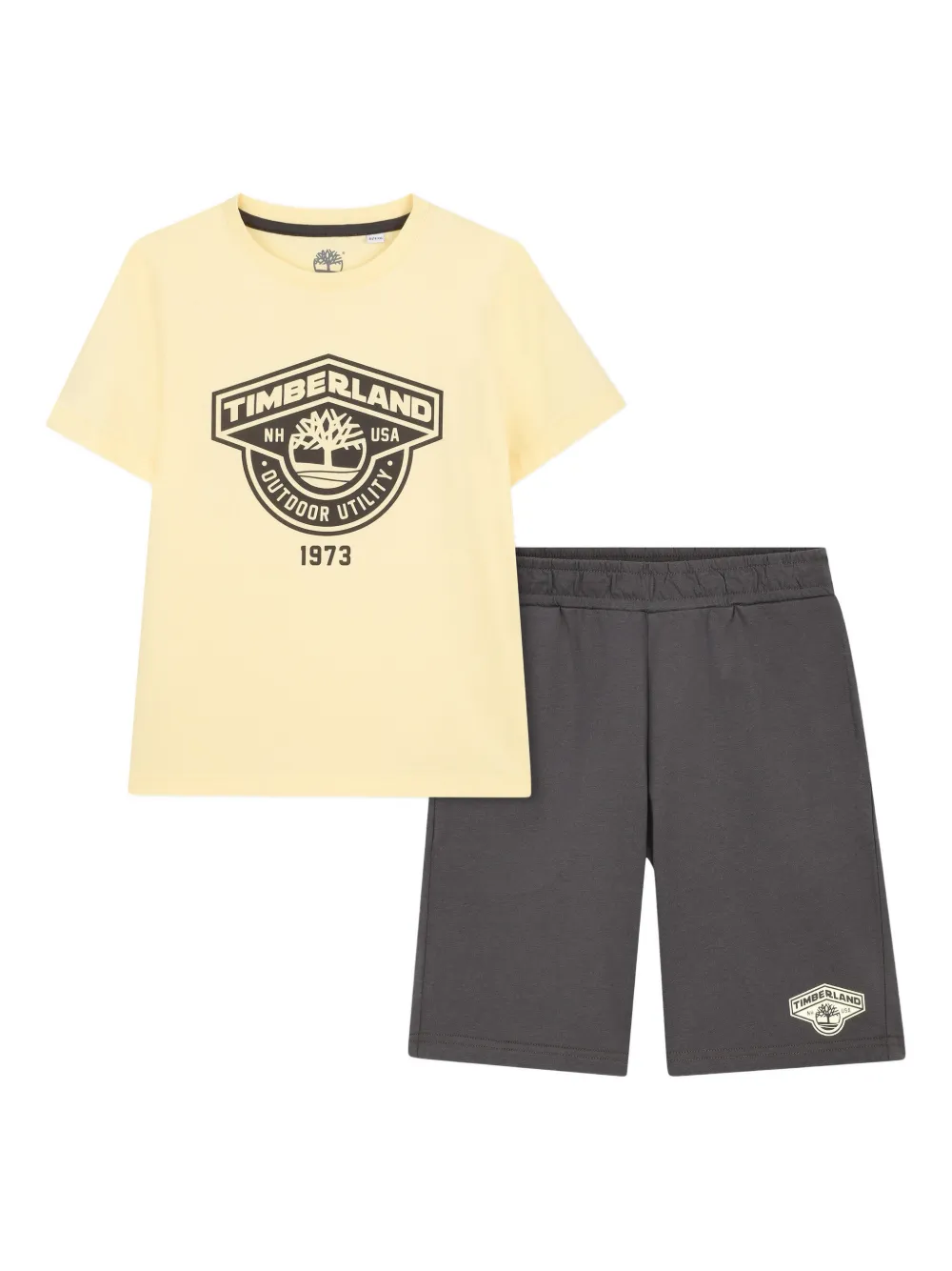 

Комплект из футболки и шортов с логотипом Timberland Kids, серый