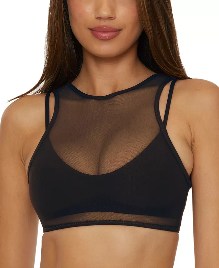 

Женский топ-бикини Muse Mesh-Overlay Multi-Way Bralette Becca, черный