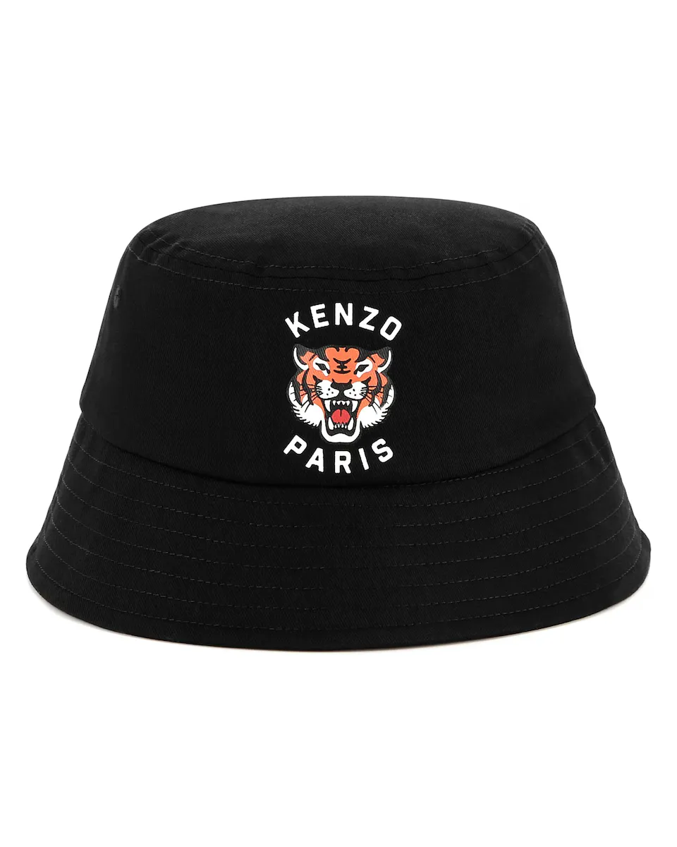 

Черная детская шапочка от солнца из хлопка Kenzo Kids, чёрный