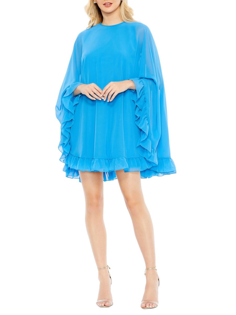 

Платье-мини с накидкой Ieena Ruffle Mac Duggal, цвет Turquoise