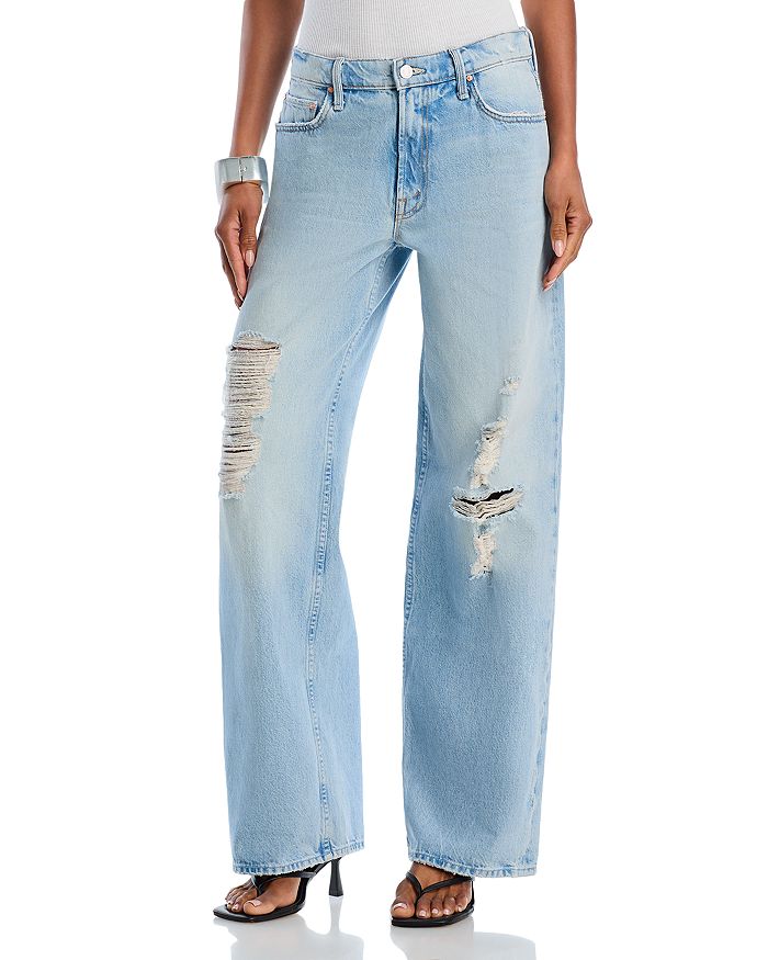 

Джинсы Spinner Zip Sneak High Rise Wide Leg в Pedal Faster MOTHER, синий