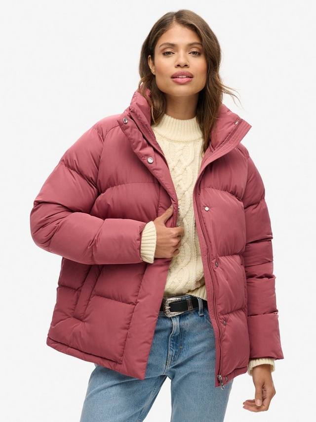 

Пуховик средней длины Superdry, цвет Roan Rouge Burgundy