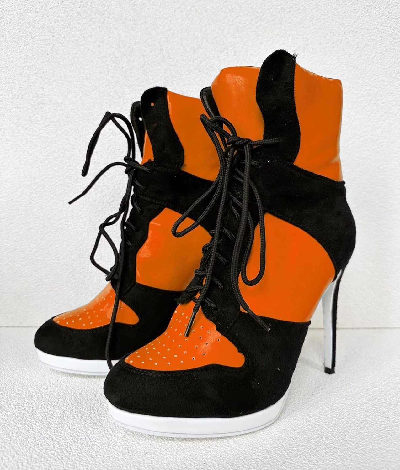 Ботильоны Frankie Hsu Stiletto Sport с высокой шпилькой для баскетбола, черные замшевые классические белые кроссовки-бутсы, дизайнерская обувь больших размеров для женщин и мужчин — фото 4