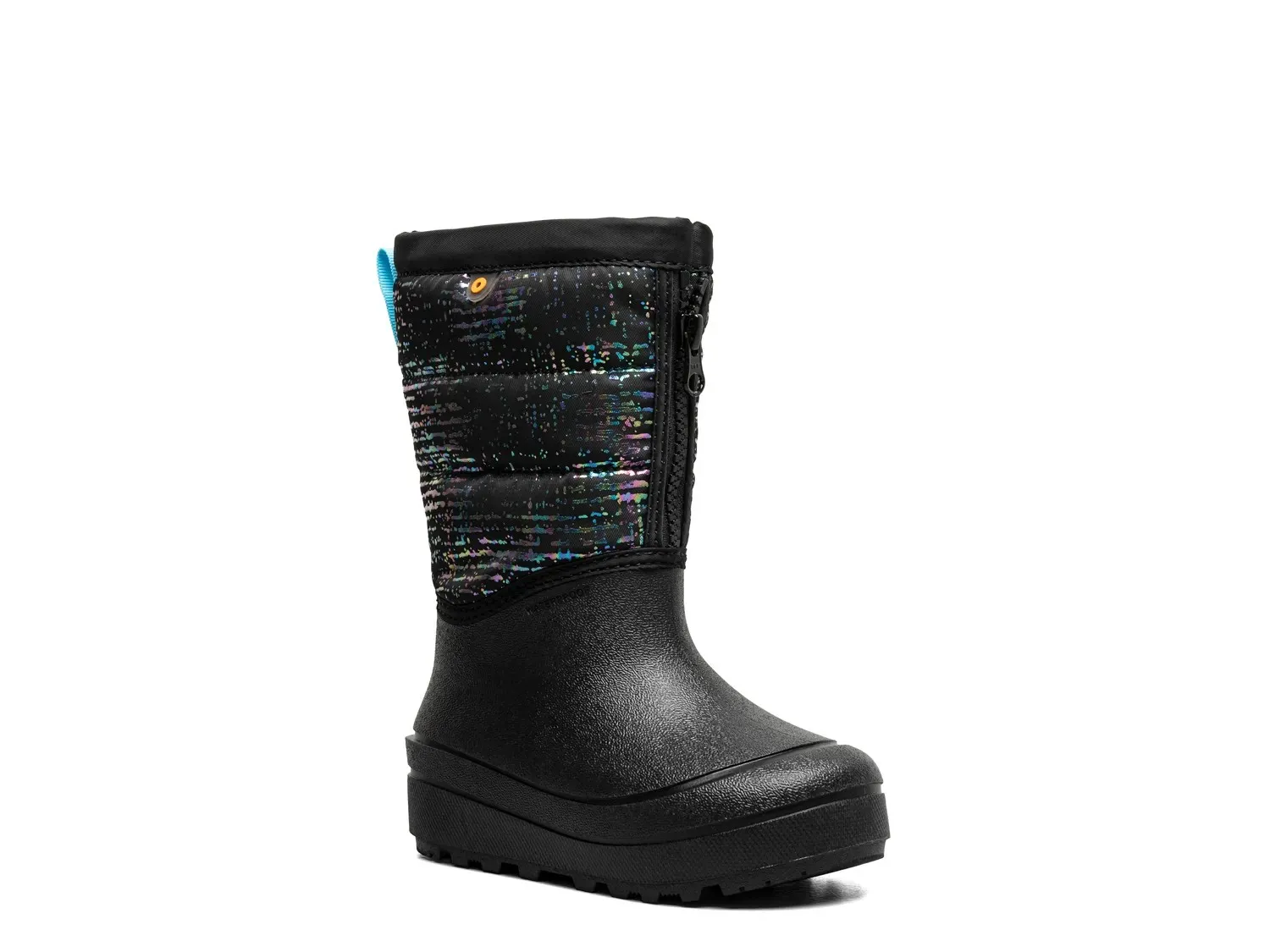 

Ботинки Bogs Snow Shell Zip Snow Boot - детские, черные с металлическим полосатым принтом