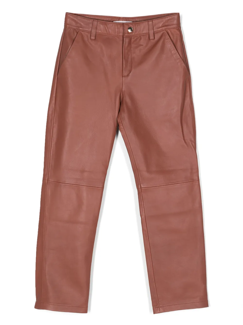 

Кожаные брюки с вышивкой Chloé Kids, красный