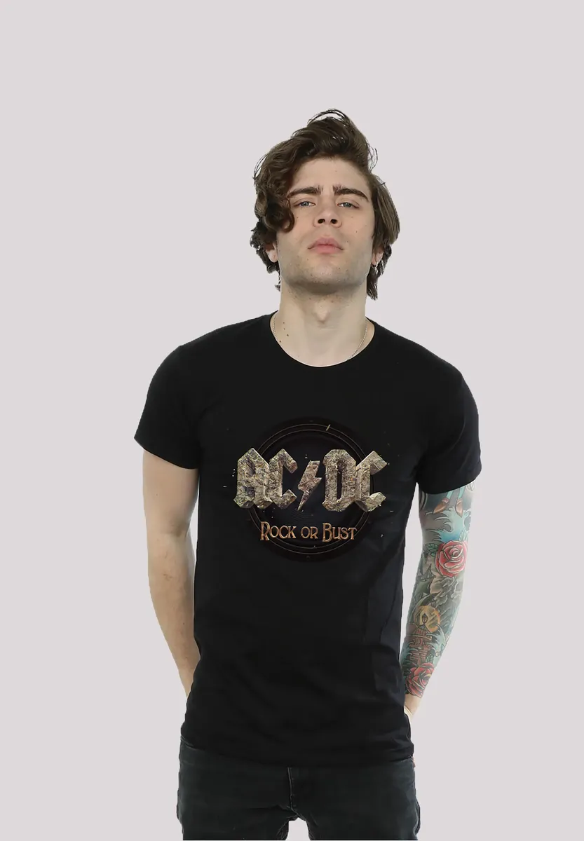 

Футболка F4NT4STIC "ACDC Rock or Bust для детей и мужчин", принт, черный