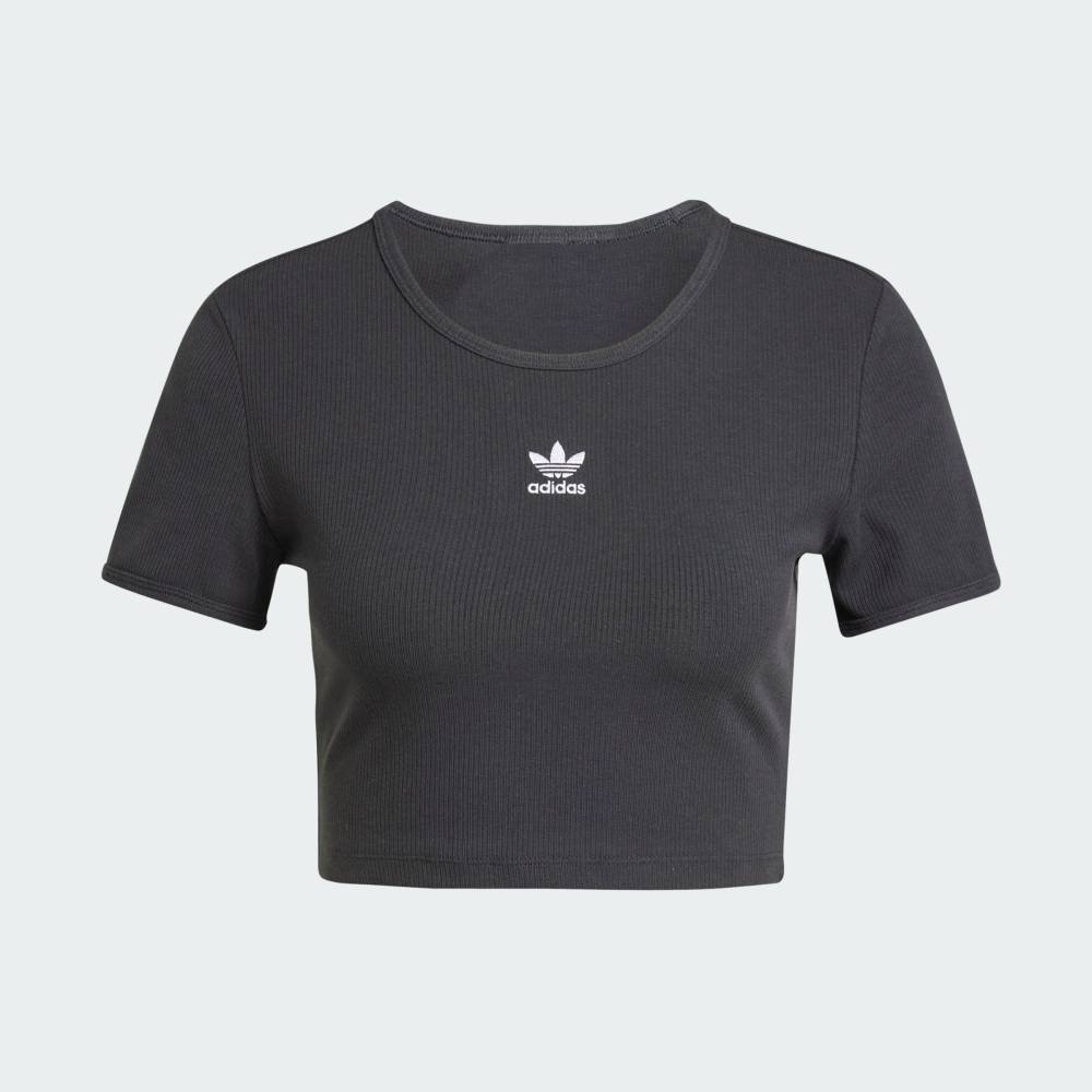 Ребристая футболка Essentials Adidas, black — фото 4