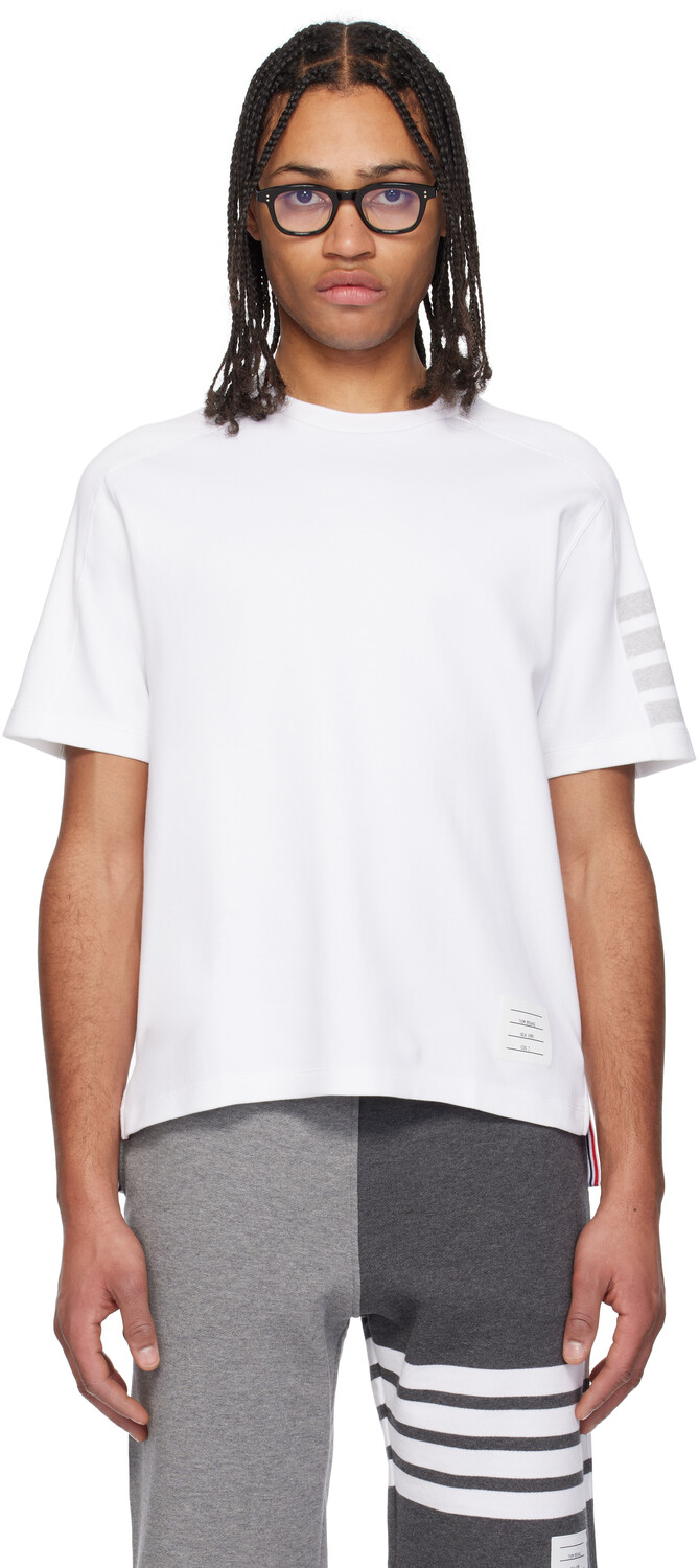 

Футболка Milano Cotton с 4 полосками Thom Browne, белый