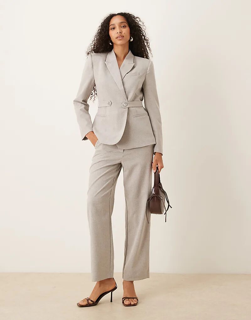 

Костюм из брюк Vila premium с высокой талией, серый меланж