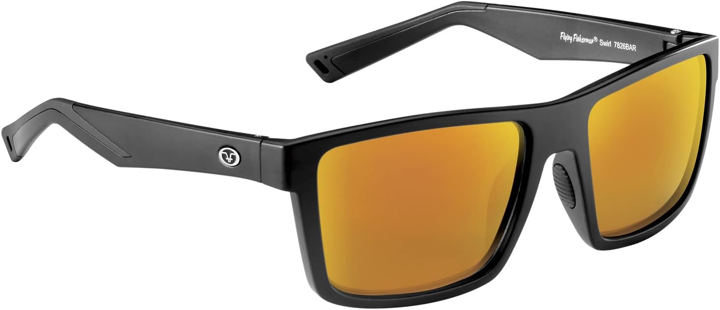 

Поляризованные солнцезащитные очки Flying Fisherman Swirl для мужчин и женщин, для рыбалки, катания на лодках и занятий спортом на открытом воздухе, 100% защита от УФ-излучения, Matte Black Frame/Amber-red Mirror Lens