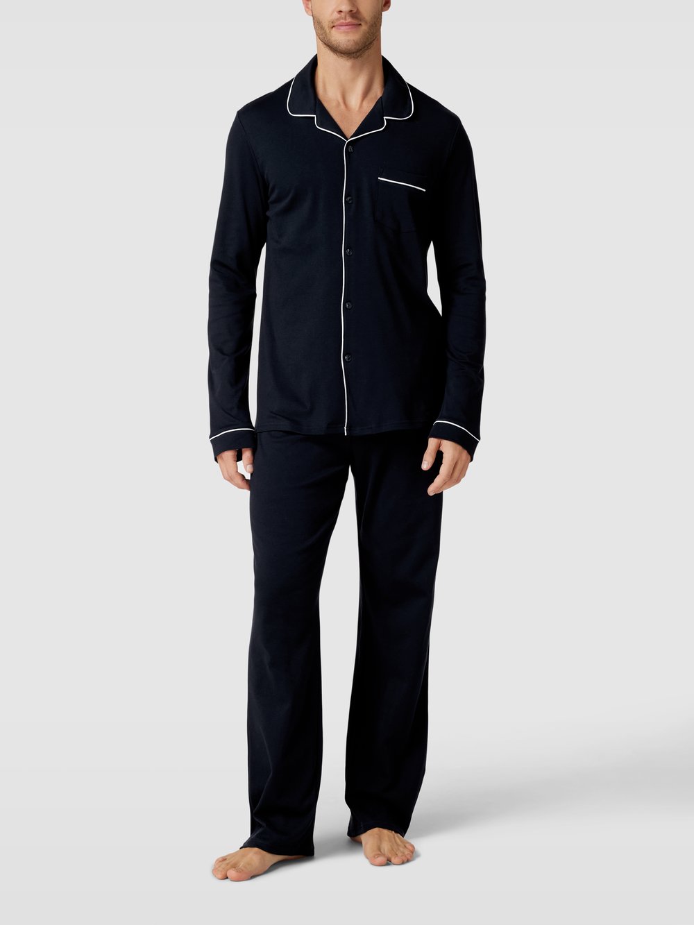 

Пижама из хлопка, модель «FINE INTERLOCK long pajamas» Schiesser, темно-синий