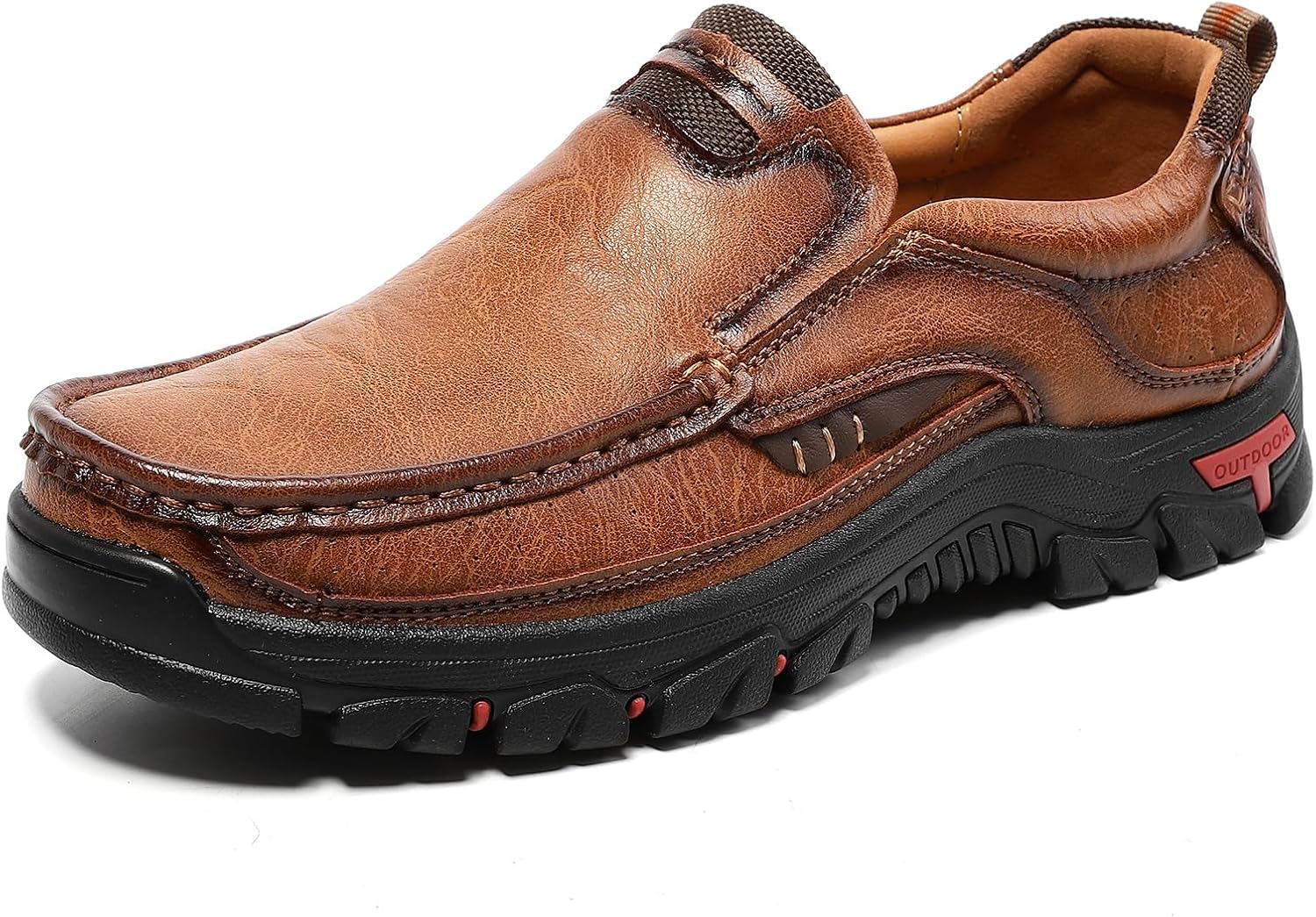 

Повседневные кожаные туфли из натуральной кожи большого размера для мужчин, подходят для отдыха на улице и походов Ewwsolo, коричневый