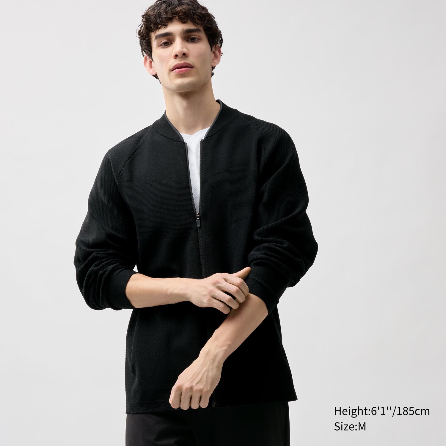 

Легкая трикотажная куртка на молнии UNIQLO, черный