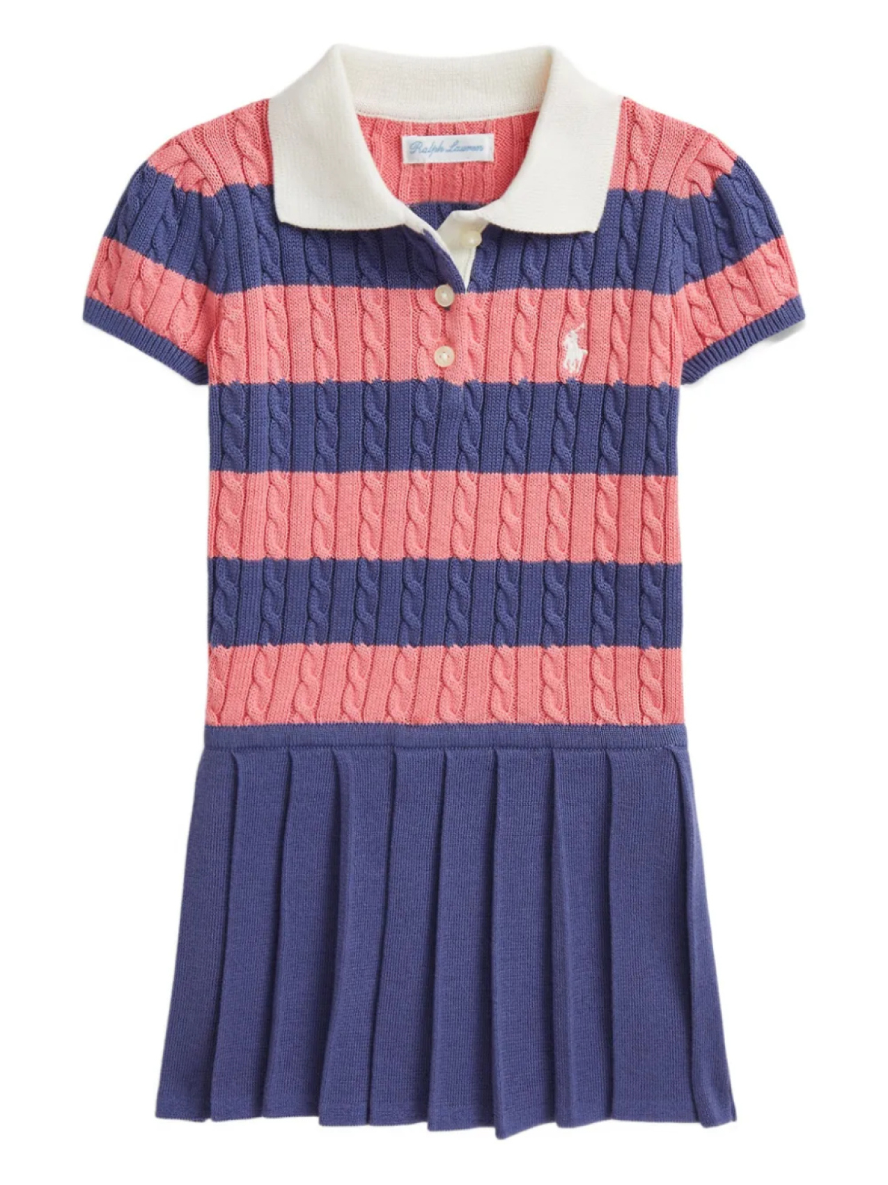 

Платье-поло в полоску POLO RALPH LAUREN KIDS с косичным узором, фиолетовый