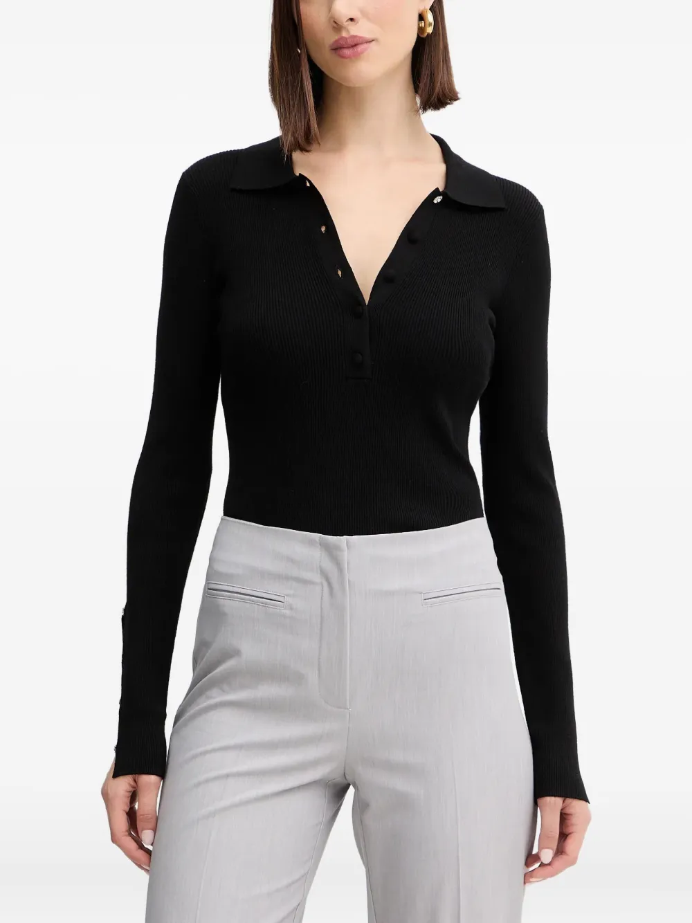 

Поло с украшением из страз Liu Jo, черный