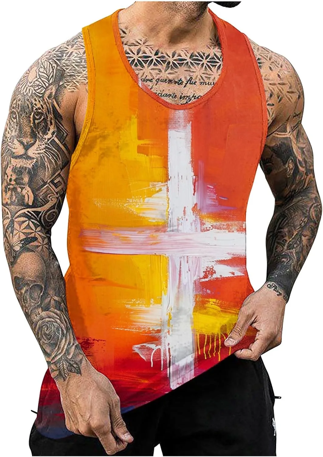 

Мужская майка с 3D-принтом "Иисус и крест" Sunaei