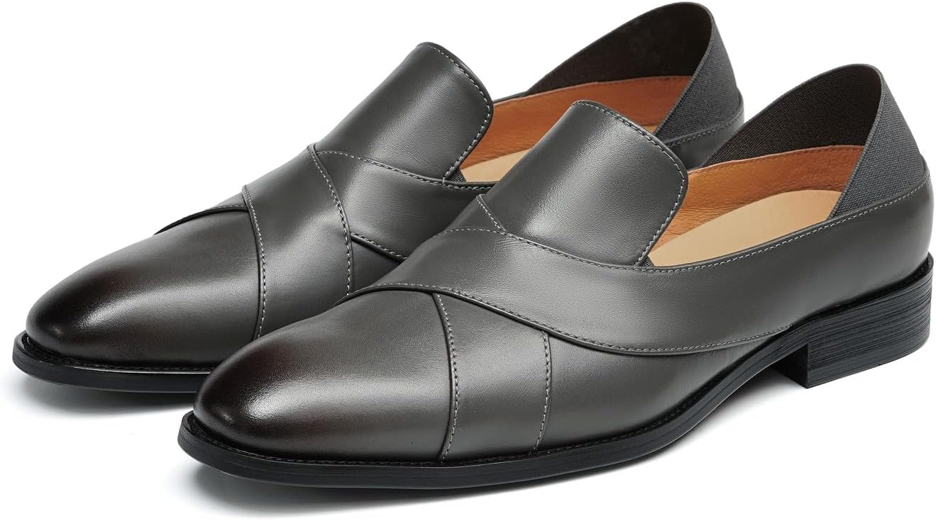 

Мужские лоферы Santimon Peeny - классические слипоны из кожи первого слоя, стелька из натуральной кожи, дышащие, для делового стиля и свадеб, серый