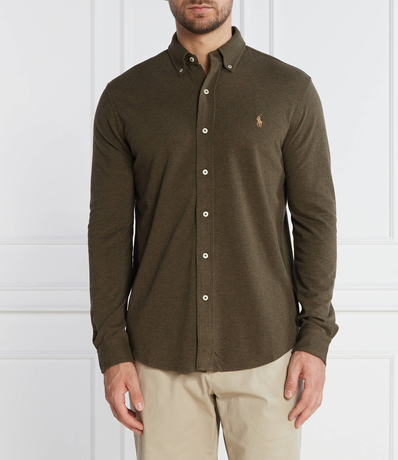 

Рубашка POLO RALPH LAUREN Regular Fit pique, оливково-зеленый
