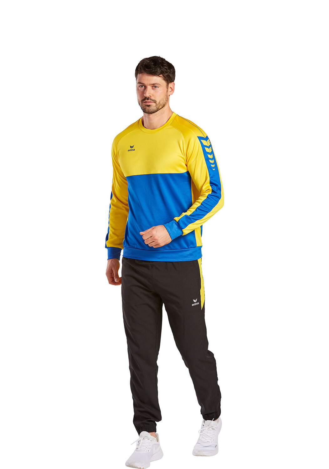 Спортивная футболка erima Six Wings Sweatshirt, цвет new royal/gelb — фото 3