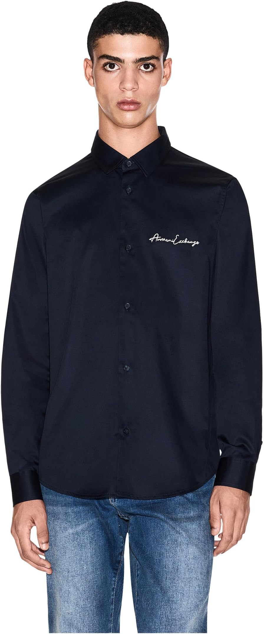 

Мужская рубашка на пуговицах с логотипом Armani Exchange, Deep Navy