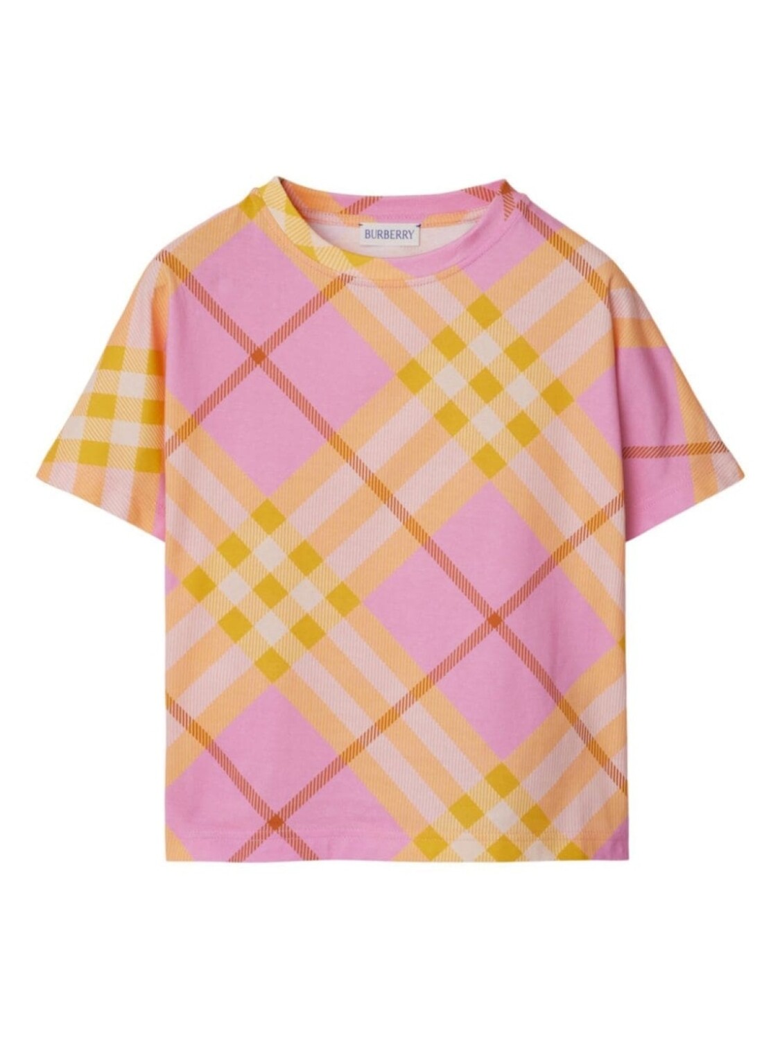 

Хлопковая футболка в клетку Nova Check Burberry Kids, розовый
