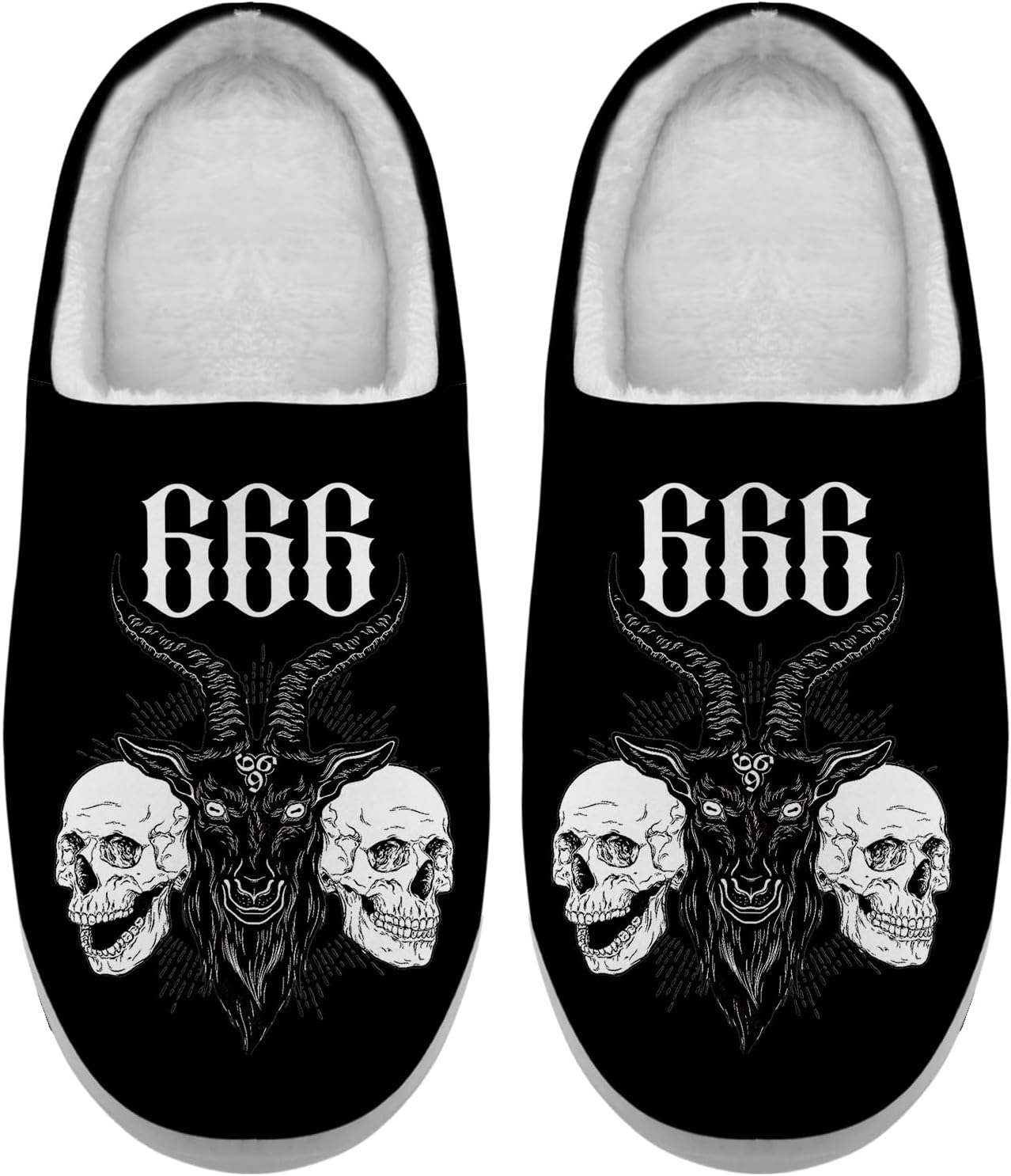 

Домашние тапочки для мужчин и женщин с сатанинским Бафометом, нескользящие, пушистые, зимние, для дома и улицы Generic, Baphomet Goat Skull