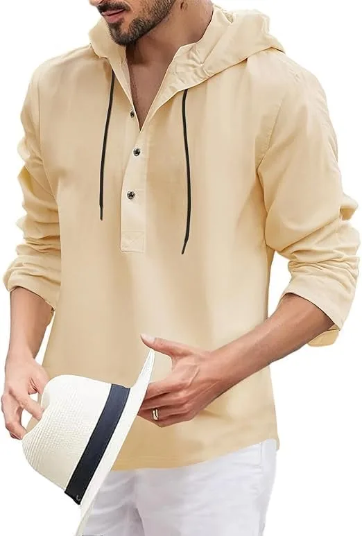 

Мужская худи с капюшоном на пуговицах, легкая, с длинными рукавами Kenhansion