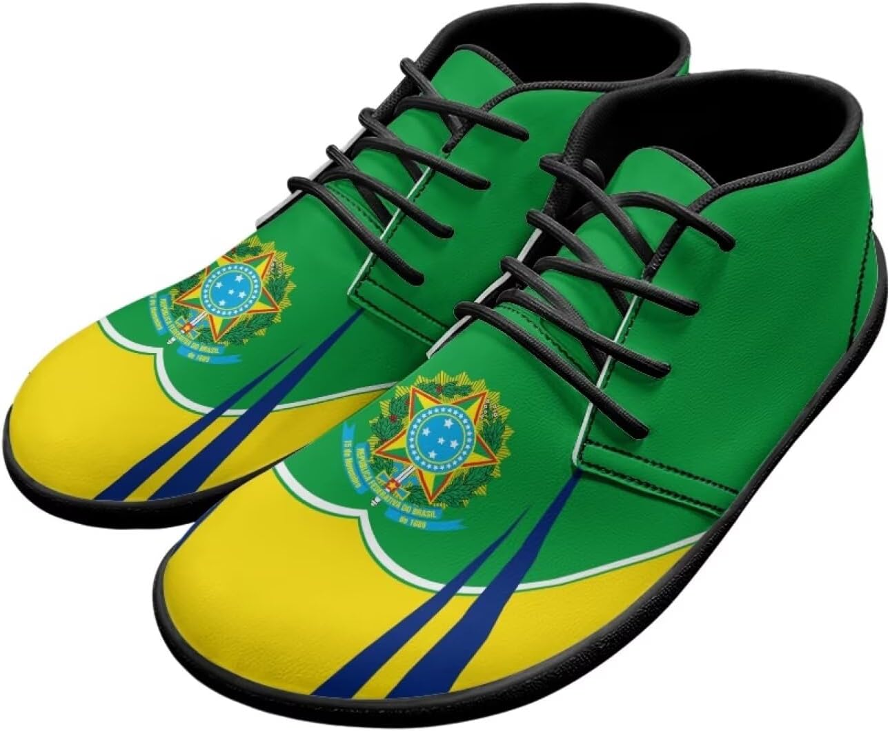 

Мужские кроссовки для ходьбы, ботинки с широким носком, противоскользящая подошва, кроссовки с нулевым перепадом высоты подошвы Xixirimido, Brazil Flag Print
