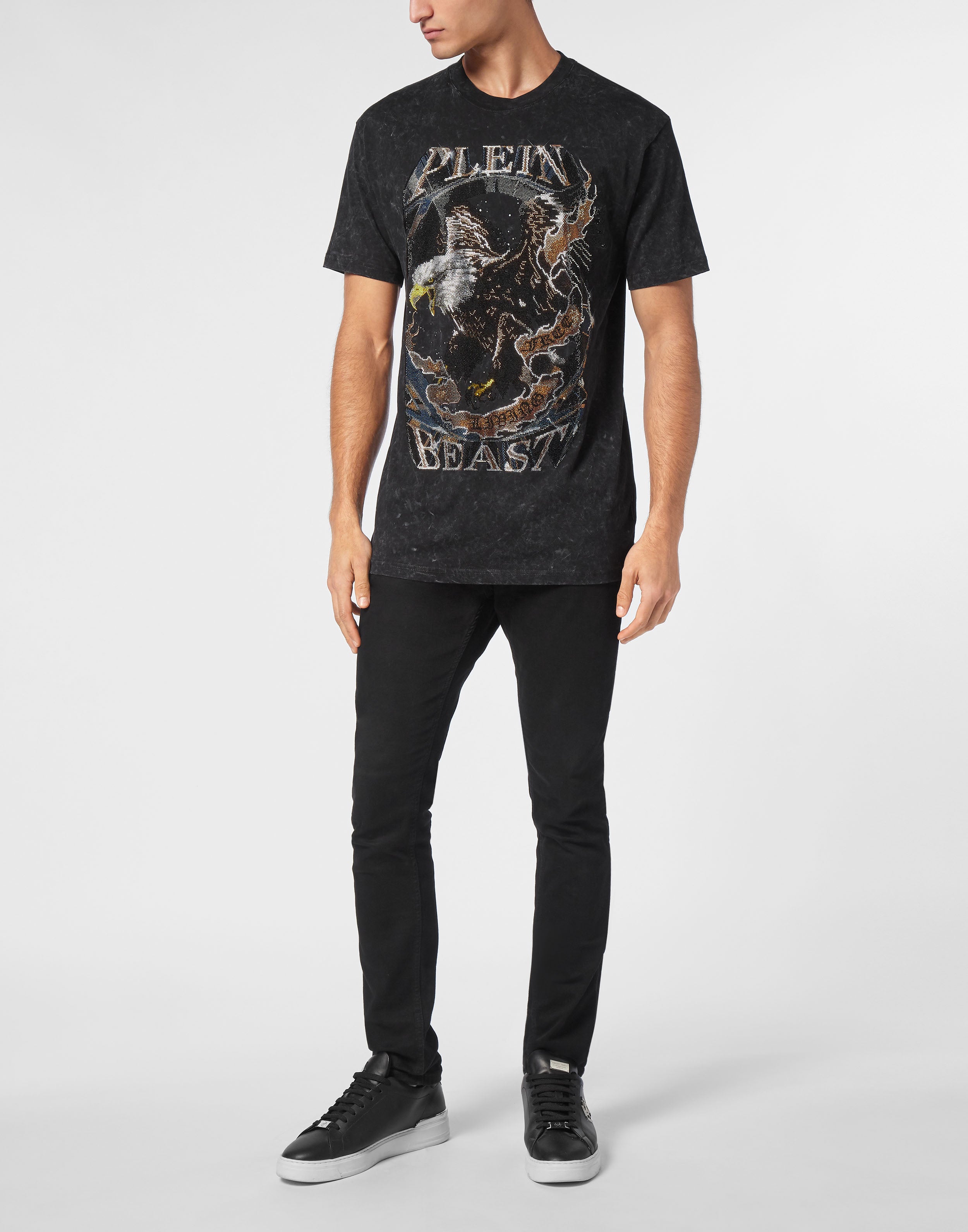 

Футболка с круглым вырезом LS с камнями PHILIPP PLEIN, черный