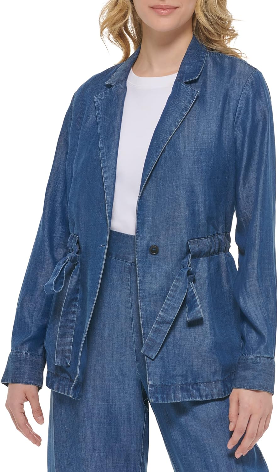 

Женская куртка Calvin Klein Essential с манжетами на талии и рукавами (стандартные и большие размеры), Indigo