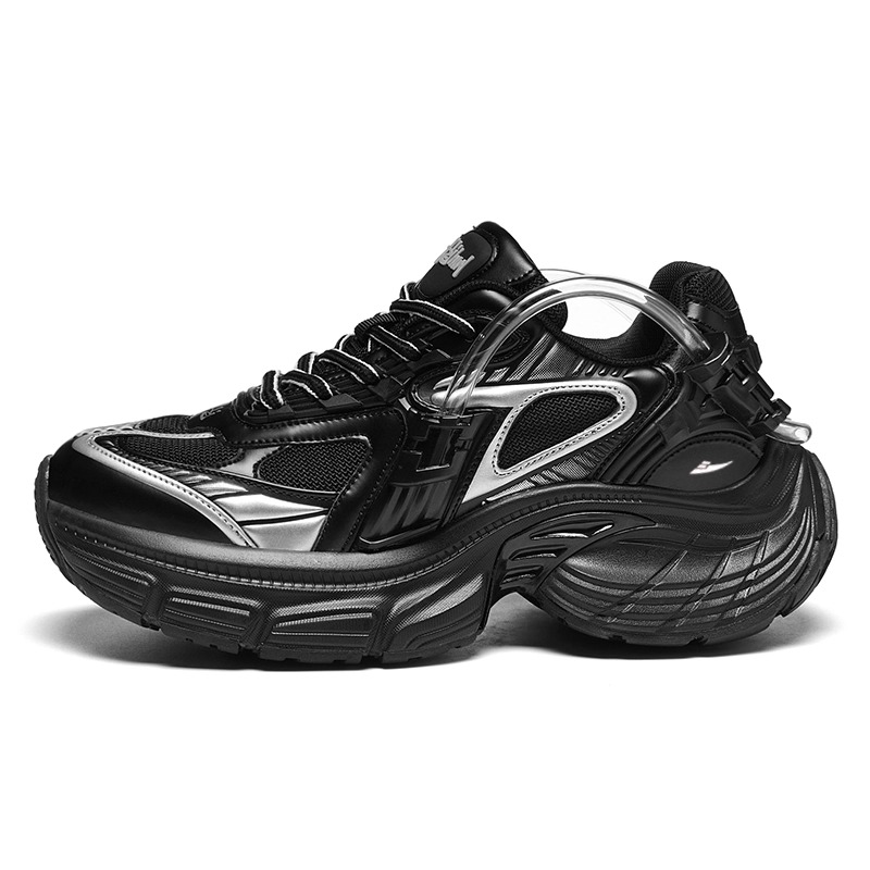 

Kuding Массивные кроссовки унисекс низкие серебристо-черные с шампанским и черным, цвет Black