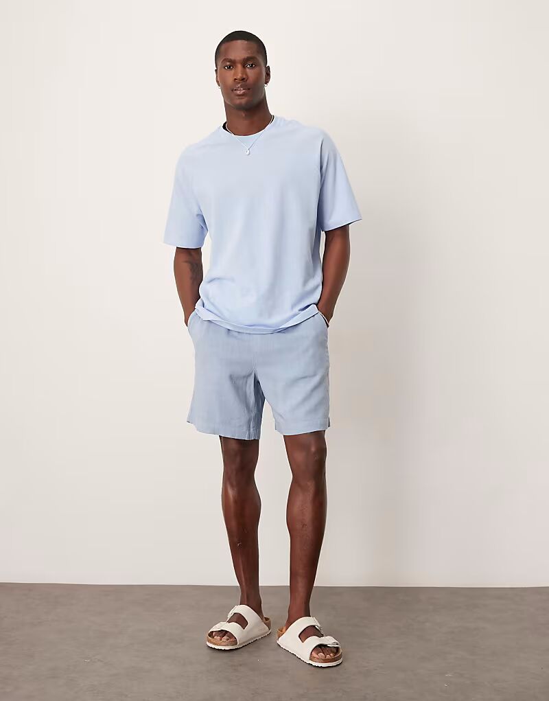 

Шорты свободного кроя ASOS DESIGN из льна синего цвета с застежкой-молнией