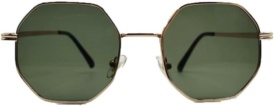 

Солнцезащитные очки Polygon Metal в винтажной оправе для женщин, солнцезащитные очки для мужчин, роскошные солнцезащитные очки для женщин, зеркальные GHVWYX, Gold Green