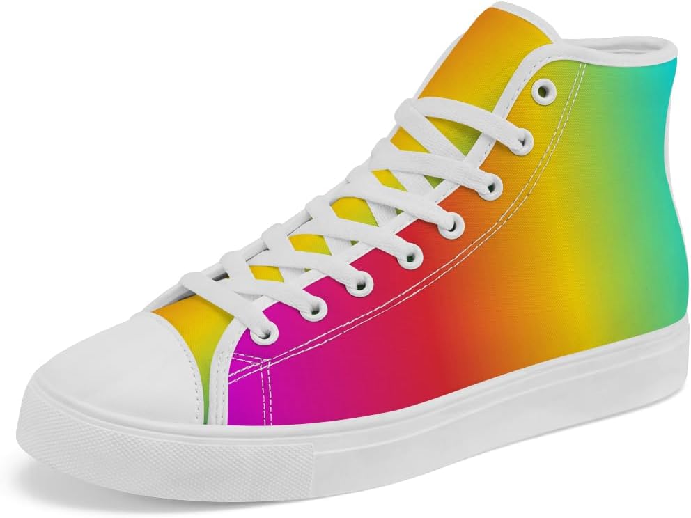 

Высокие кеды с градиентным радужным рисунком для мужчин и женщин, кеды из парусины на шнуровке, повседневная обувь, подарок для папы и мамы Chebing, 618 Multicolor