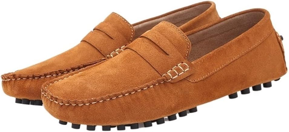 

Мужские лоферы, пенни-лоферы, простые однотонные цвета, замшевая верхняя часть, плоский каблук, удобные, гибкие, устойчивые к скольжению, классические слипоны для выпускного Jiadeli, желтый