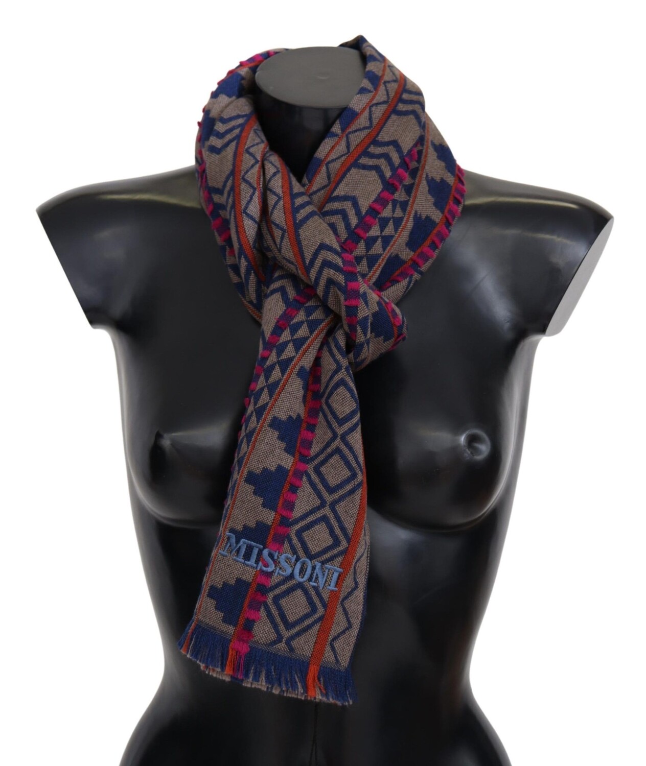

Элегантный разноцветный шерстяной шарф с бахромой Missoni