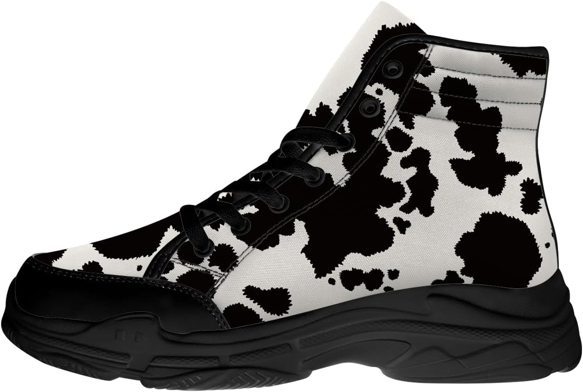 

Кроссовки на высокой подошве с принтом коровы Quorax для женщин и мужчин, с шнуровкой, из хлопка, подарок для нее и для него, бежевый