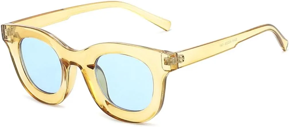 

Популярные модные круглые цветные женские солнцезащитные очки в стиле ретро, ​​модные желейные очки с защитой от УФ-излучения UV400 для мужчин UATXTAU, Yellow Blue