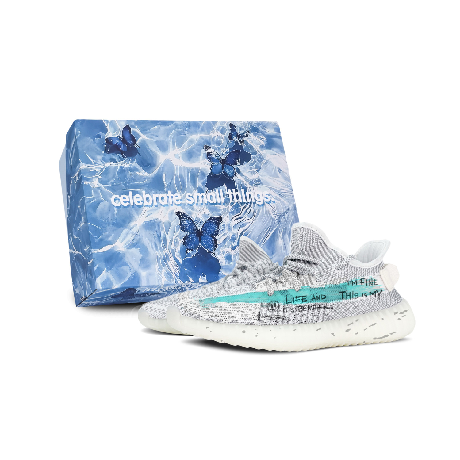 

Adidas Originals Изи Буст 350 V2 устойчивые к истиранию низкие кеды унисекс синий белый, цвет Blue White
