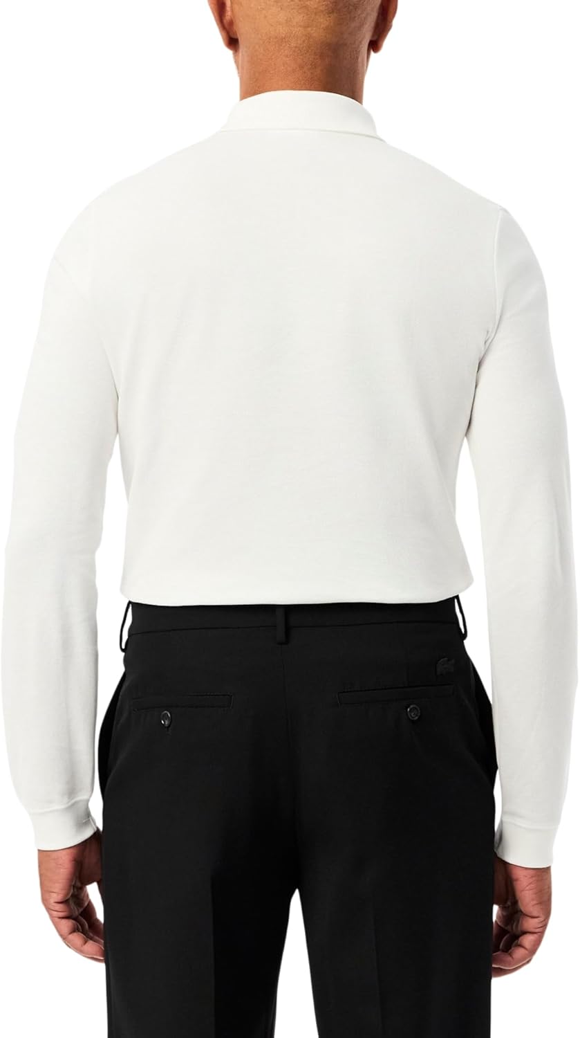 Lacoste мужская классическая приталенная поло с длинным рукавом, White — фото 3