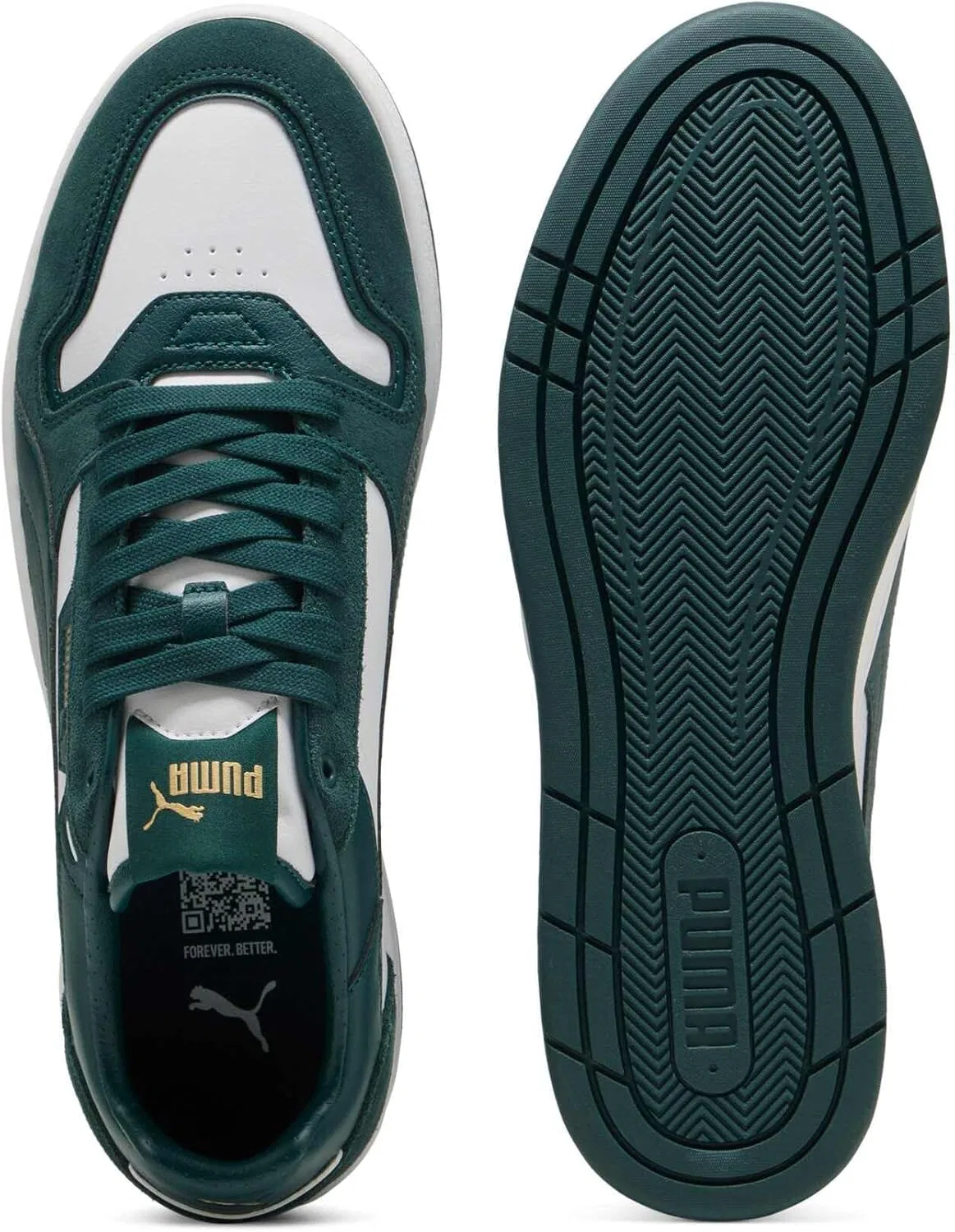 Кроссовки PUMA Adult Court Classic Suede, Puma White Green Terrain — фото 4