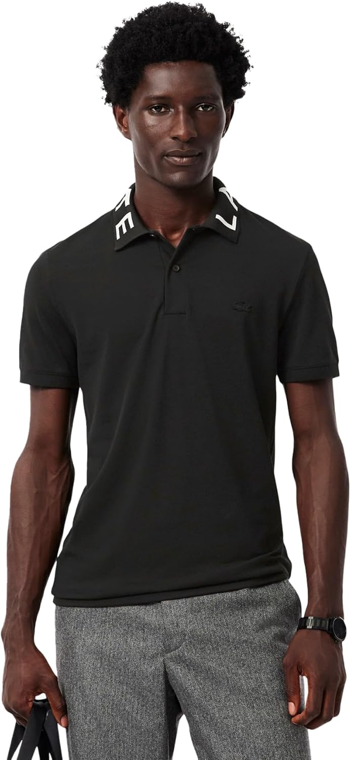 

Мужская рубашка-поло Lacoste (официальная) с жаккардовым рисунком, черный