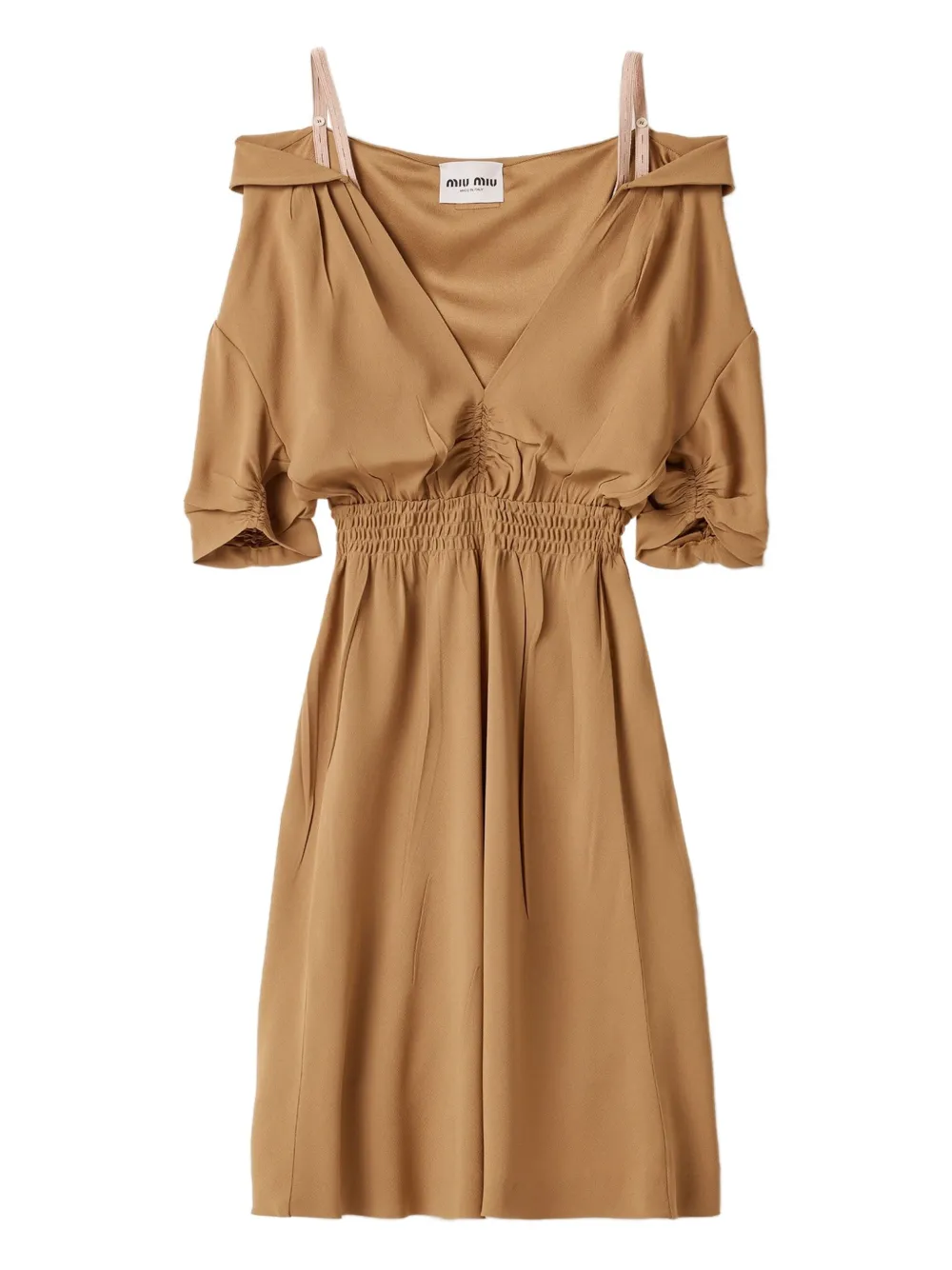

Платье из сабле MIU MIU, коричневый