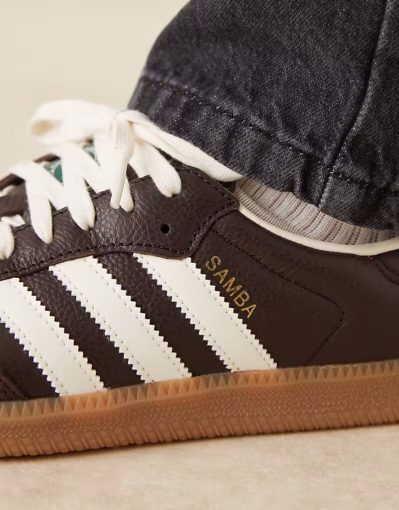 Кроссовки Samba OG темно-коричневого и белого цветов Adidas Originals — фото 4