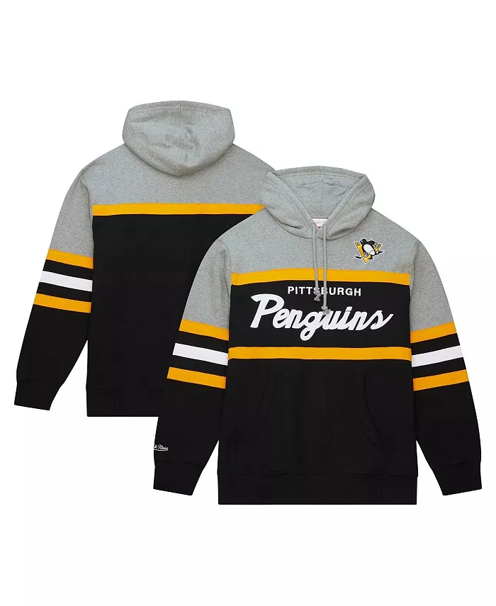 

Мужская черно-серая толстовка с капюшоном Pittsburgh Penguins Head Coach Mitchell & Ness