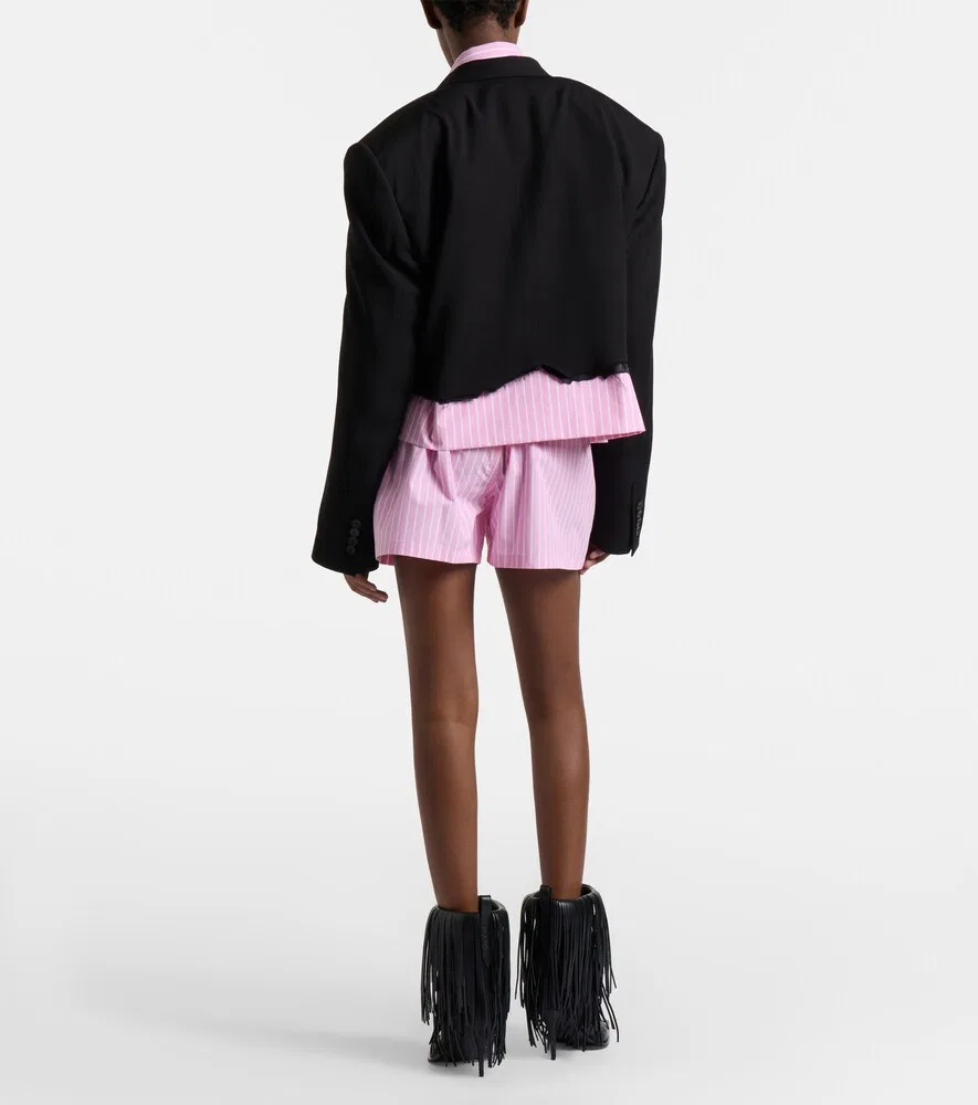 Полосатые хлопковые поплиновые боксерские шорты Balenciaga, розовый — фото 3