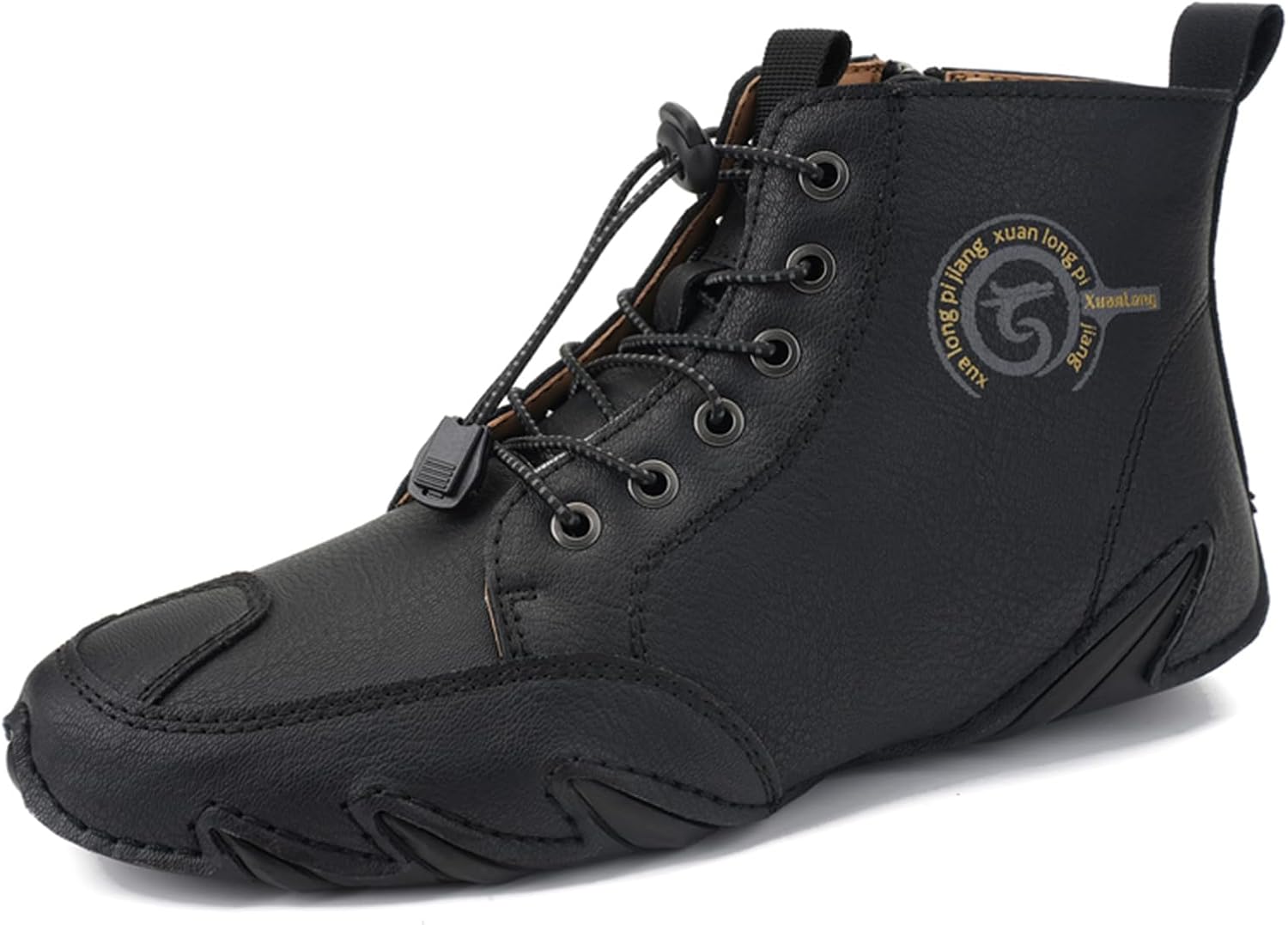 

Мужские модные кожаные кроссовки, ботинки челси на щиколотке, слипоны, легкие лоферы для прогулок и вождения Abborora, черный