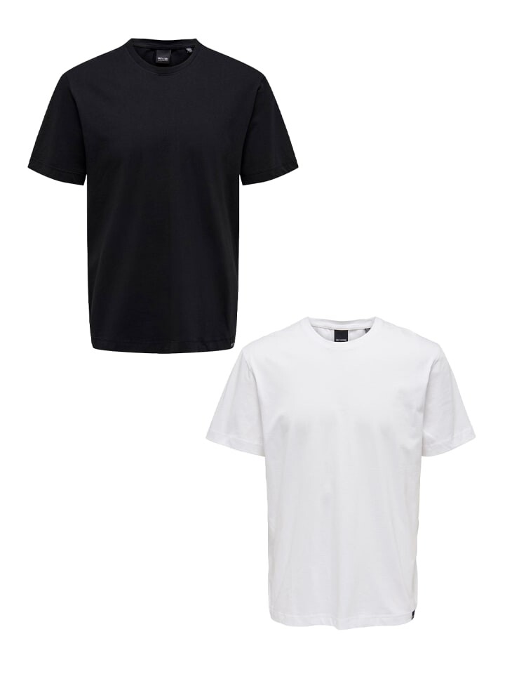 

Футболка Only&Sons 2er Set Rundhals Kurzarm, цвет schwarz-weiß