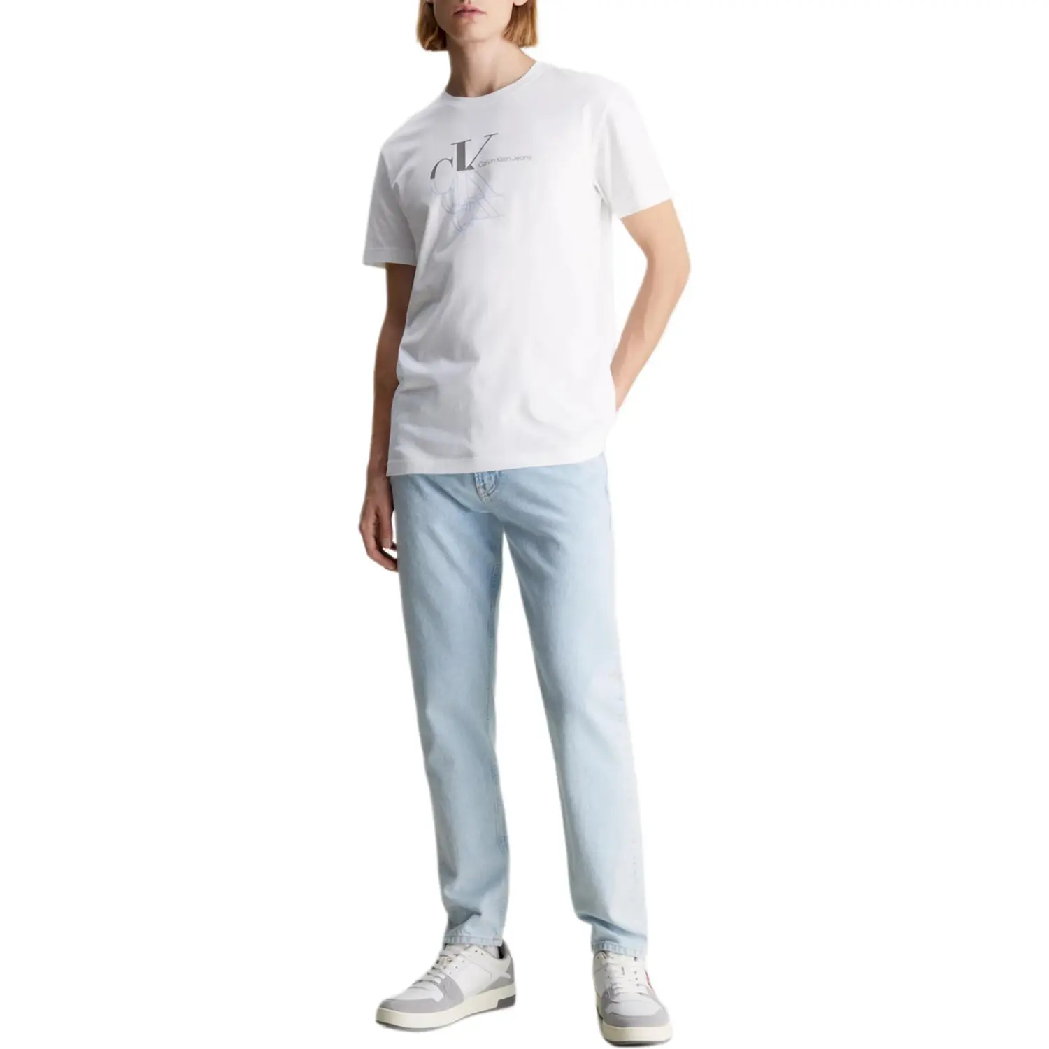 Футболка из хлопка с логотипом Calvin Klein, ярко-белый — фото 3
